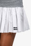 Miu Miu 2025 Grey/White Strapless Pleated Flared Mini Dress Size 40