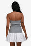 Miu Miu 2025 Grey/White Strapless Pleated Flared Mini Dress Size 40