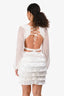 PatBO White Fringe/Crochet Cut Out Mini Dress Size 4