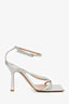Bottega Veneta Silver Holographic 'Stretch Strap' Heels Size 38