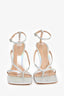 Bottega Veneta Silver Holographic 'Stretch Strap' Heels Size 38