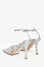 Bottega Veneta Silver Holographic 'Stretch Strap' Heels Size 38