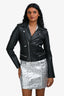 Maje Black Leather Biker Jacket Size 36