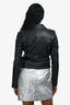 Maje Black Leather Biker Jacket Size 36