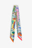 Hermes Pink Multicolour Silk Horse Graphic Logo Twilly