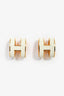 Hermès Gold Tone/White Metal/Enamel Pop H Earrings