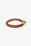 Hermès Gold Tone Brown Leather 'Glenan' Double Tour Bracelet