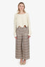 Maje Brown/Gold Metallic Tweed Wide Leg Pants Size 40