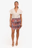 Isabel Marant Etoile Red/White Pleated Mini Skirt Size L
