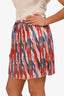 Isabel Marant Etoile Red/White Pleated Mini Skirt Size L