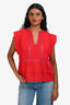 Isabel Marant Etoile Red Cotton Lace Accent Blouse Size 34