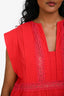 Isabel Marant Etoile Red Cotton Lace Accent Blouse Size 34