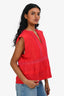 Isabel Marant Etoile Red Cotton Lace Accent Blouse Size 34