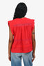 Isabel Marant Etoile Red Cotton Lace Accent Blouse Size 34