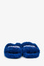 Balenciaga Faux Fur Blue Logo Embroidered Slides Size 36