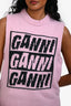 Ganni Pink Wool Logo Vest Size S