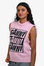 Ganni Pink Wool Logo Vest Size S