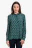 Maje Green Patterned Button-Up Shirt Size 1