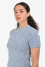 Sandro Blue Knit Crewneck Short Sleeve Top Size XS/S