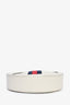 Gucci White Leather Web Detail 'Ophidia' Mini Round Crossbody Bag
