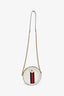 Gucci White Leather Web Detail 'Ophidia' Mini Round Crossbody Bag
