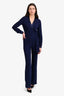 Diane von Furstenberg Navy Wrap Detail Margot Jumpsuit Size 4