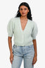 Celine Mint Green Mohair/Silk Puff Short Sleeve Cardigan Size XS