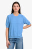Loro Piana Blue Silk/Cotton Blend Ribbed Sweater Size 46