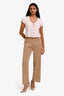 Loro Piana Brown Silk/Cotton Blend Knit Wide Leg Pants Size 38