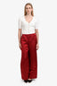 The Row Red Silk Wide Leg Trousers Size 6
