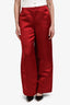 The Row Red Silk Wide Leg Trousers Size 6