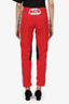 Martini Rose Red Straight Leg Pants With Patches Size S