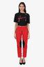 Martini Rose Red Straight Leg Pants With Patches Size S