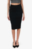 Prada Black Virgin Wool Knit Pencil Skirt Size 38