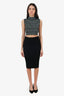 Prada Black Virgin Wool Knit Pencil Skirt Size 38