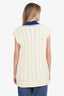 Prada Beige/Blue Knit V-Neck Sweater Vest Size 44