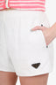 Prada White Cotton Terry Logo-Plaque Shorts Size 38