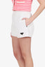 Prada White Cotton Terry Logo-Plaque Shorts Size 38