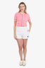Prada White Cotton Terry Logo-Plaque Shorts Size 38