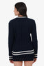 Christian Dior Blue/White Wool V-Neck Sweater Size XS