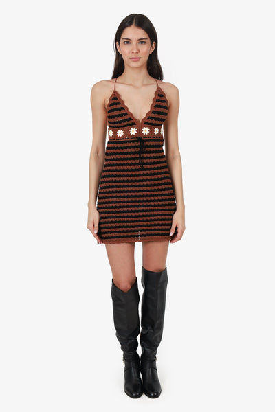 miu miu crochet dress 2019 Brown Mini Size 38 – Mine & Yours Best Halloween Costumes of festival mask Ribbed texture Style:R2562 Miu stripe