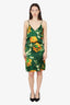 Dries Van Noten Green/Orange Satin Slip Dress Size 34