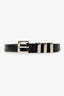 Saint Laurent Black Leather 3 Passant Thin Belt