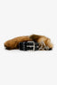 Dries Van Noten Black Leather Belt With Detachable Chain/Fur Tail Size 75