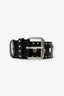 Dries Van Noten Black Leather Belt With Detachable Chain/Fur Tail Size 75