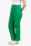 Louis Vuitton Green Denim Embossed Monogram Carpenter Pants Size 23