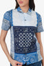 Louis Vuitton Blue Bandana Print Patchwork Short Sleeve Shirt Size XS