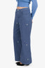 Systemic Blue Denim Studded Wide Leg Jeans Size S