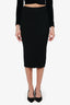 Dries Van Noten Black Ribbed Knit Midi Skirt Size S