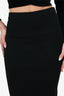 Dries Van Noten Black Ribbed Knit Midi Skirt Size S